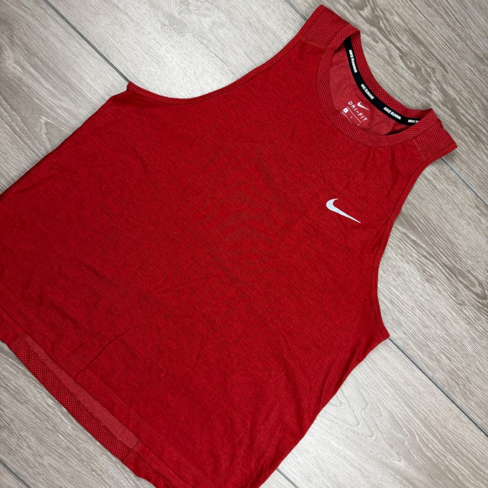 Nike Mens Tank Top Dri-Fit Running Mesh Panel Red Large